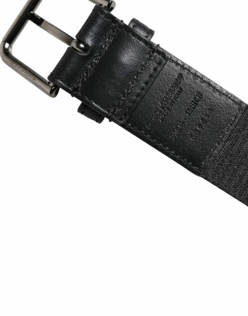 Dolce & Gabbana Black Leather Classic Metal Logo Buckle Belt - Image 5