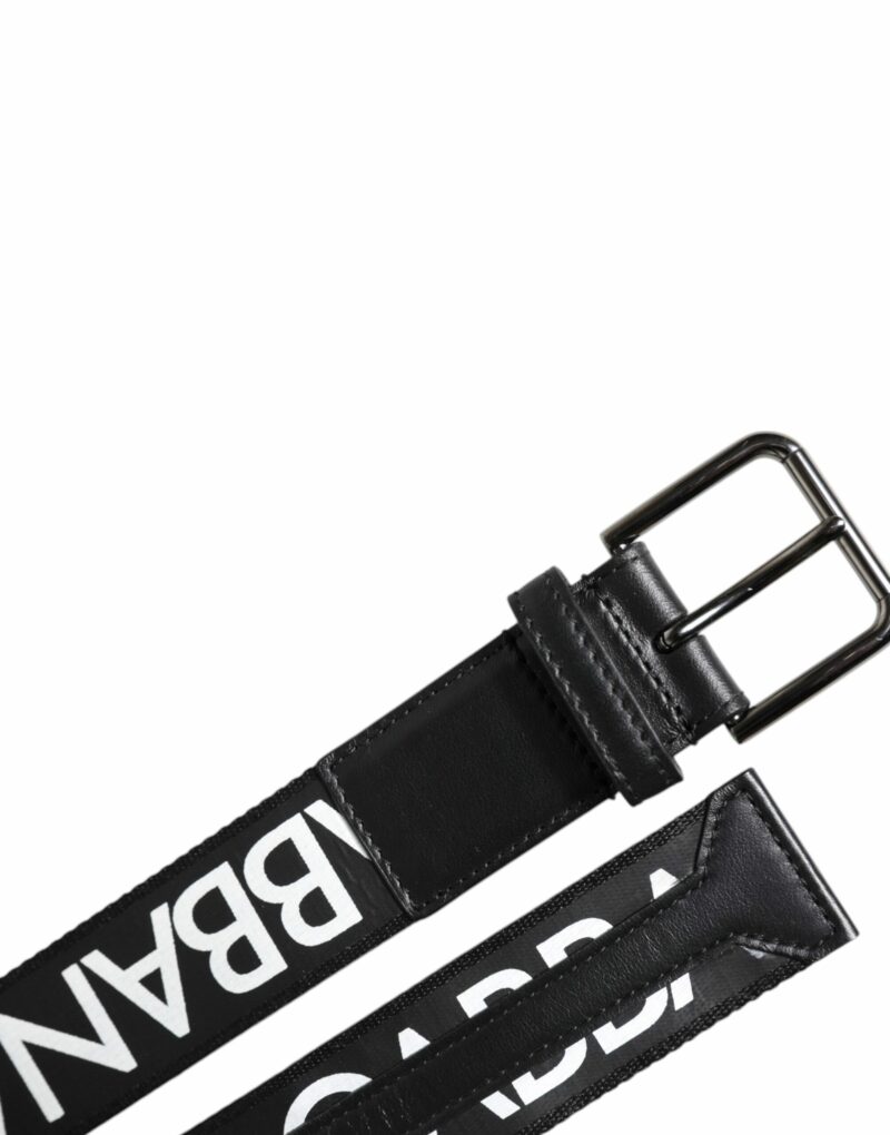 Dolce & Gabbana Black Leather Classic Metal Logo Buckle Belt - Image 6