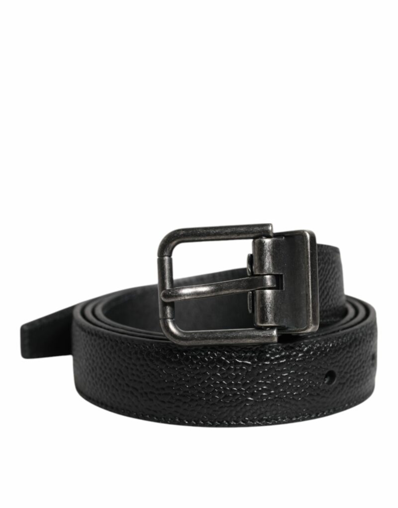 Dolce & Gabbana Black Calf Leather Classic Metal Buckle Belt - Image 2