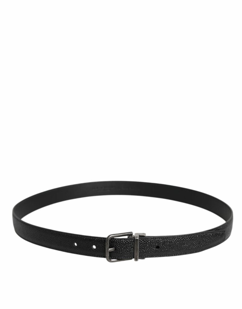 Dolce & Gabbana Black Calf Leather Classic Metal Buckle Belt - Image 3