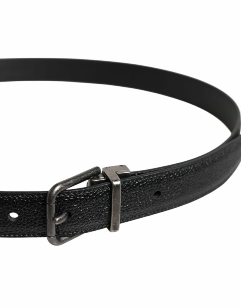 Dolce & Gabbana Black Calf Leather Classic Metal Buckle Belt - Image 4