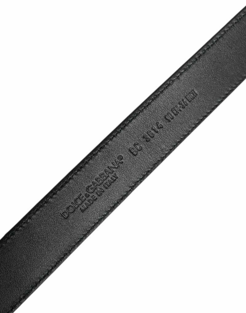 Dolce & Gabbana Black Calf Leather Classic Metal Buckle Belt - Image 6