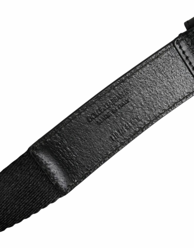 Dolce & Gabbana Black White Printed Metal Logo Buckle Belt - Image 5