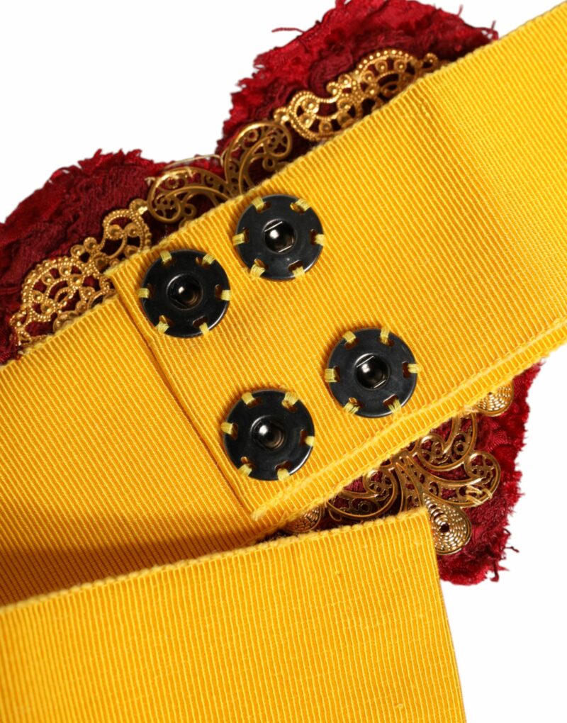 Dolce & Gabbana Yellow Stretch Wide Waist Heart Embellished Belt - Image 4
