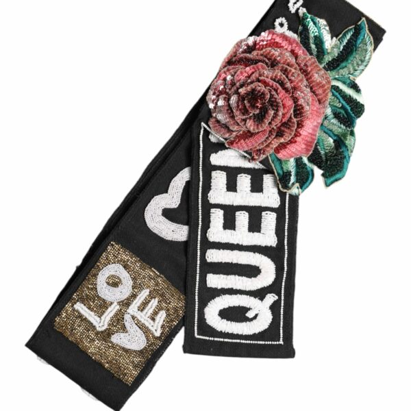 Dolce & Gabbana Black Stretch Multicolor Embellished Waist Belt