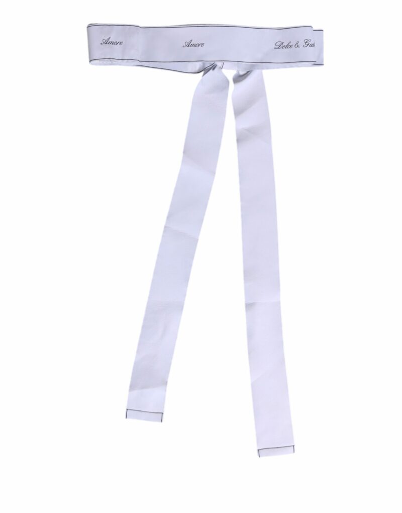 Dolce & Gabbana White Waist Ribbon Wide Bow Logo Belt - Image 3