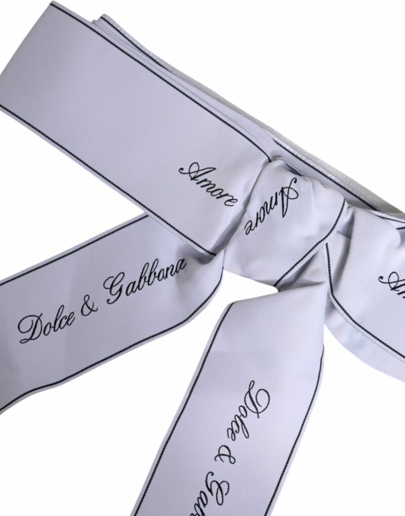 Dolce & Gabbana White Waist Ribbon Wide Bow Logo Belt - Image 4