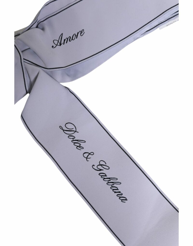 Dolce & Gabbana White Waist Ribbon Wide Bow Logo Belt - Image 5