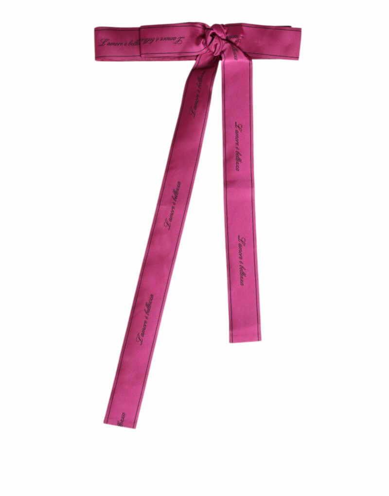 Dolce & Gabbana Pink Waist Ribbon Wide Bow Logo Belt - Image 2