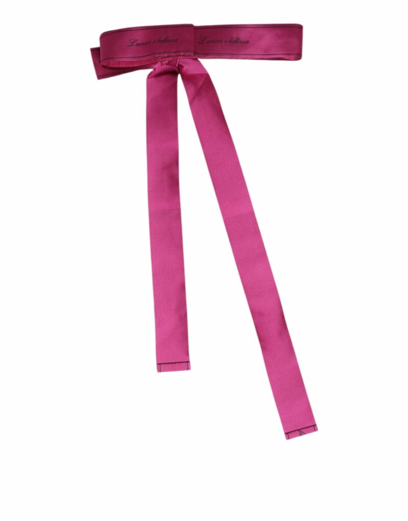 Dolce & Gabbana Pink Waist Ribbon Wide Bow Logo Belt - Image 3