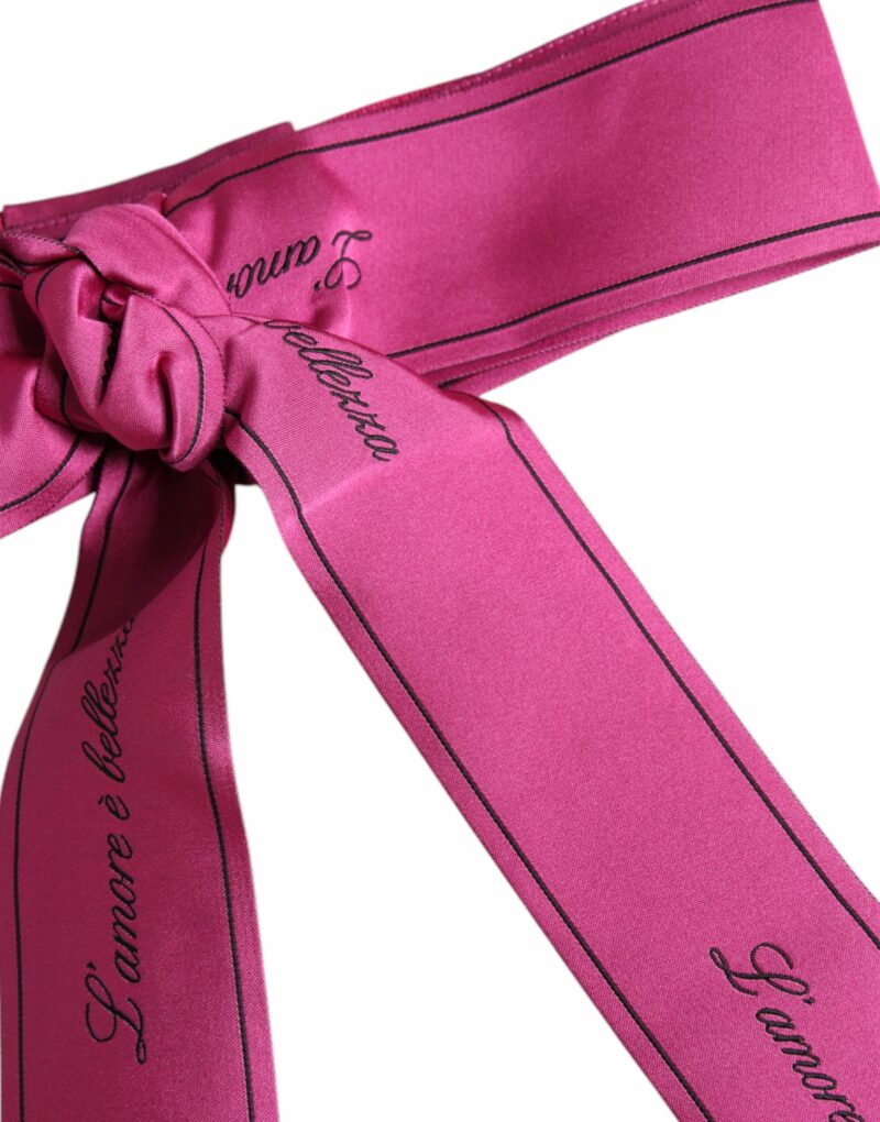 Dolce & Gabbana Pink Waist Ribbon Wide Bow Logo Belt - Image 4