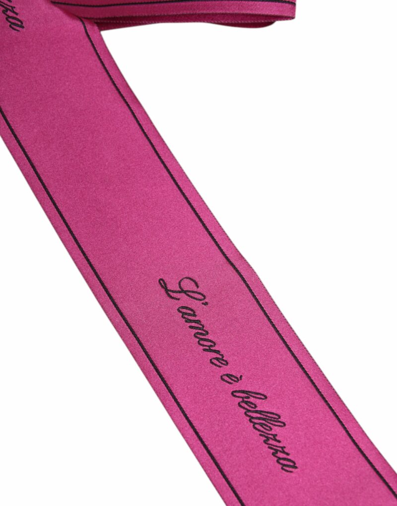 Dolce & Gabbana Pink Waist Ribbon Wide Bow Logo Belt - Image 5