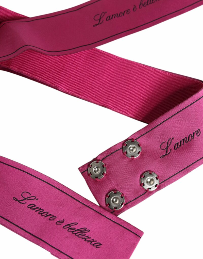Dolce & Gabbana Pink Waist Ribbon Wide Bow Logo Belt - Image 6