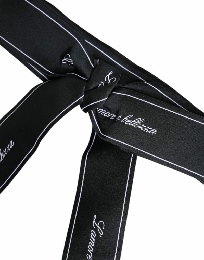 Dolce & Gabbana Black Waist Ribbon Wide Bow Logo Belt - Image 4
