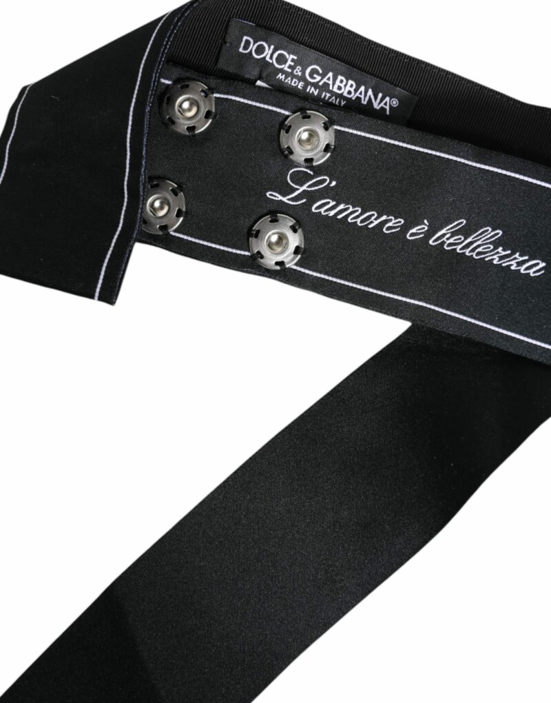 Dolce & Gabbana Black Waist Ribbon Wide Bow Logo Belt - Image 6