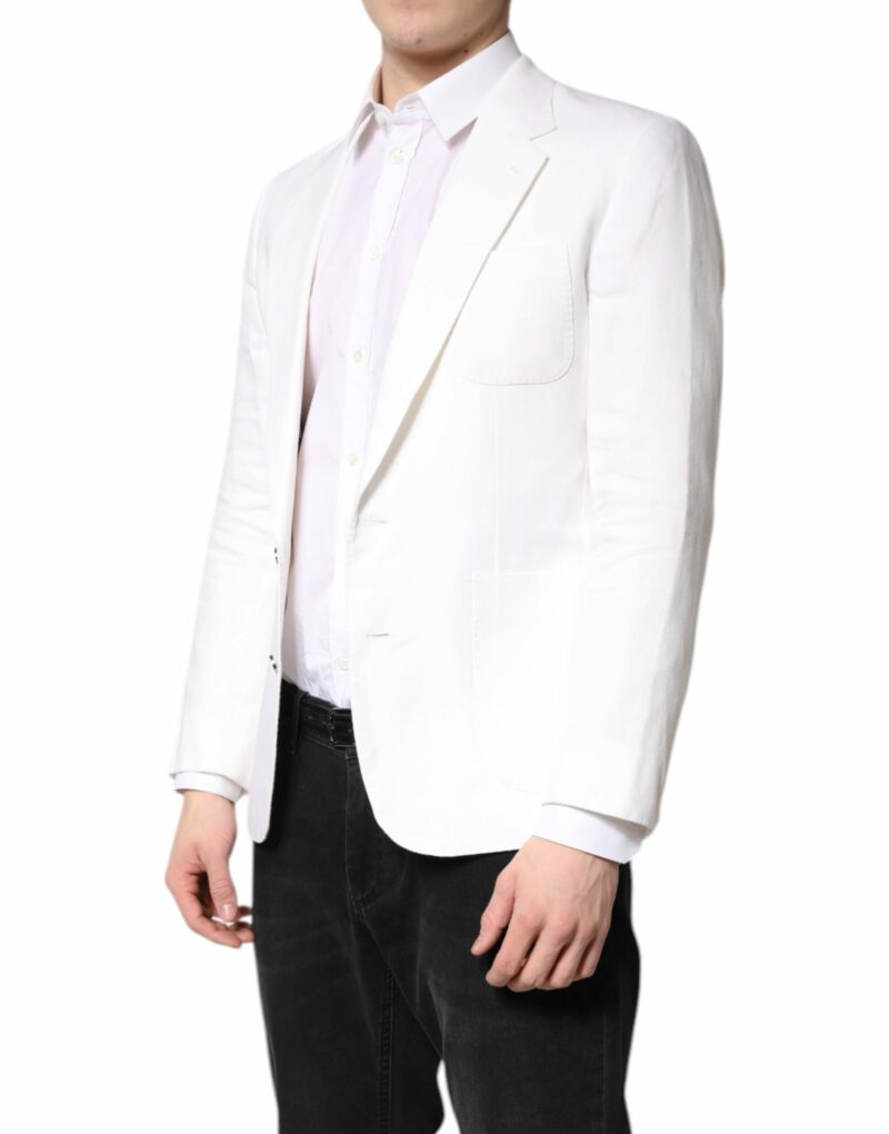 Dolce & Gabbana White Single Breasted Men Coat Blazer Suit - Image 2