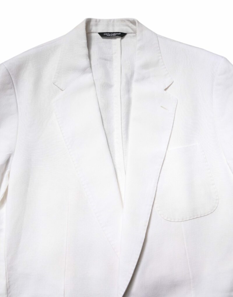 Dolce & Gabbana White Single Breasted Men Coat Blazer Suit - Image 4