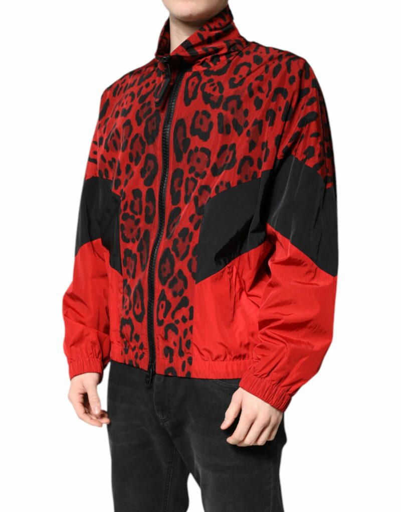 Dolce & Gabbana Red Leopard Nylon Bomber Full Zip Jacket - Image 2