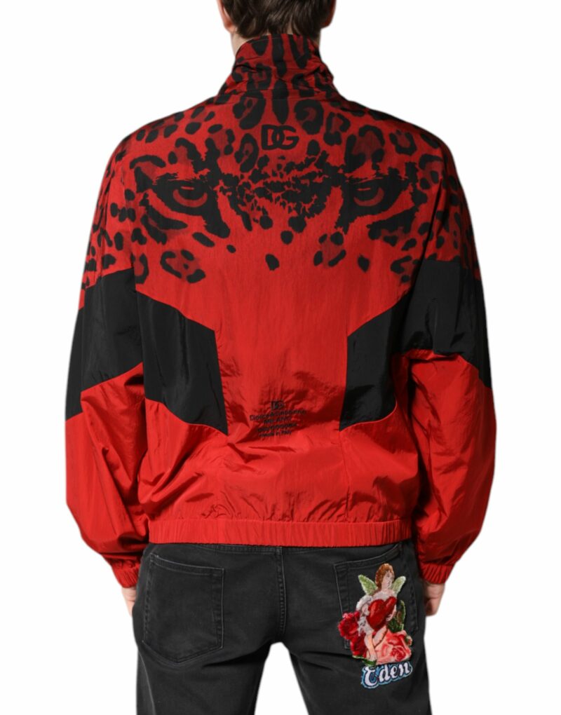 Dolce & Gabbana Red Leopard Nylon Bomber Full Zip Jacket - Image 3