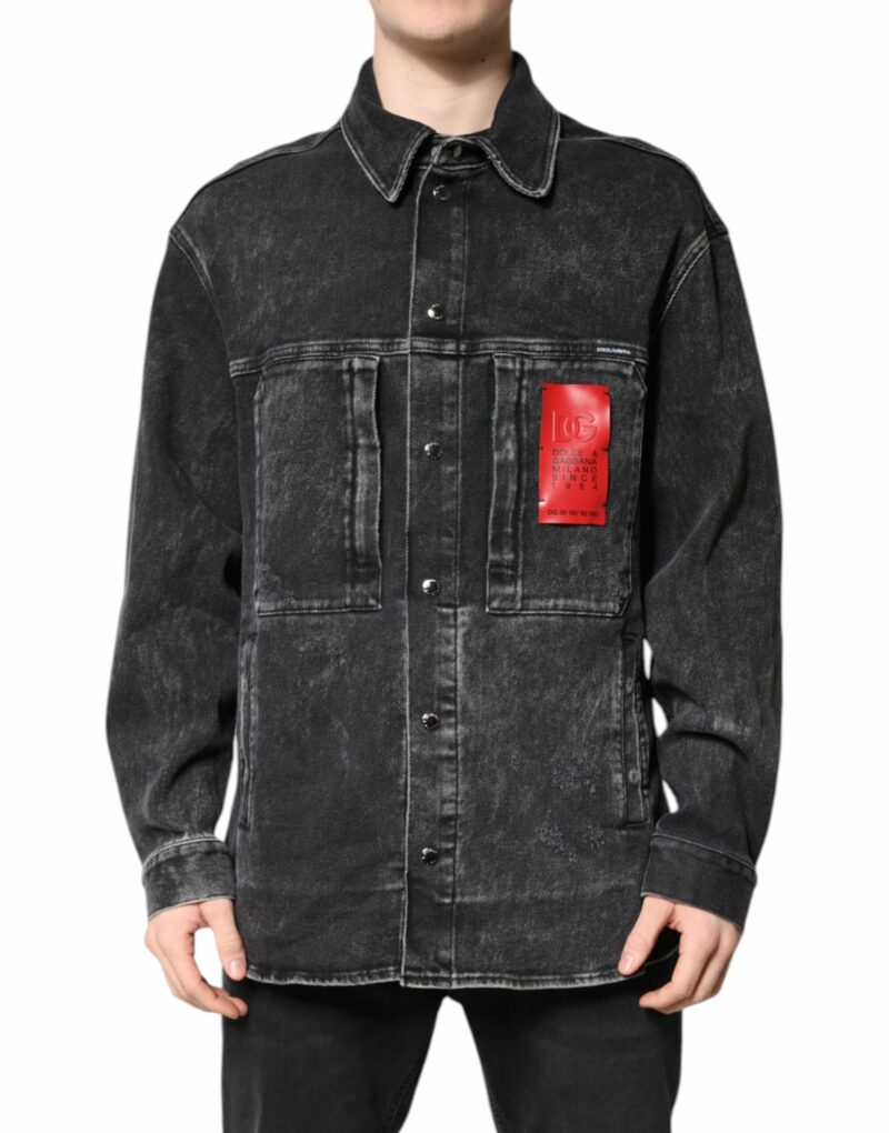 Dolce & Gabbana Black Logo Cotton Stretch Denim Jacket - Image 2