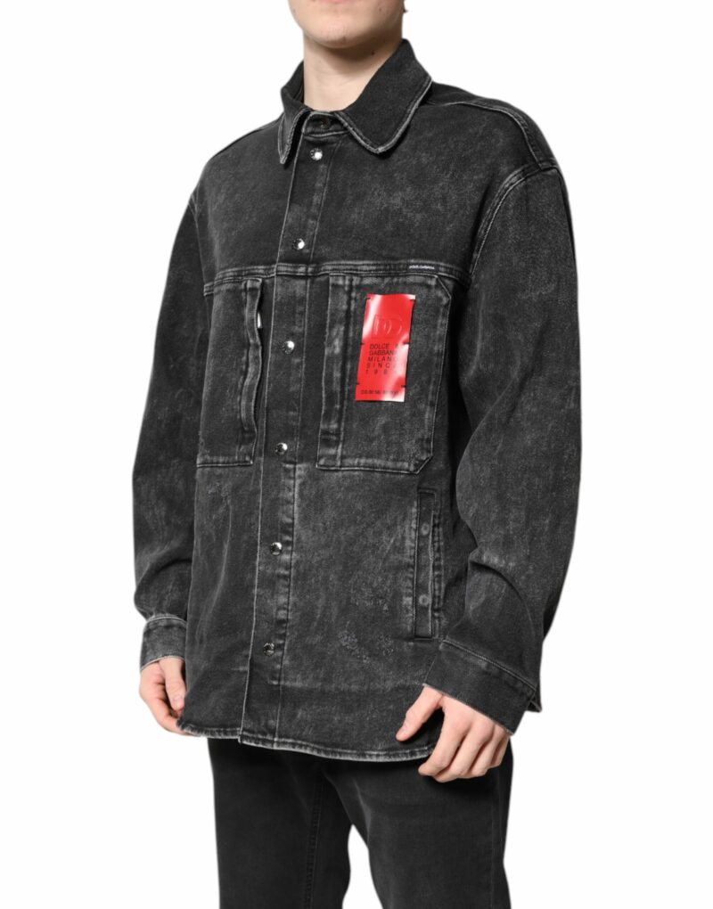 Dolce & Gabbana Black Logo Cotton Stretch Denim Jacket - Image 3