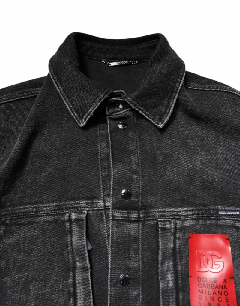 Dolce & Gabbana Black Logo Cotton Stretch Denim Jacket - Image 5