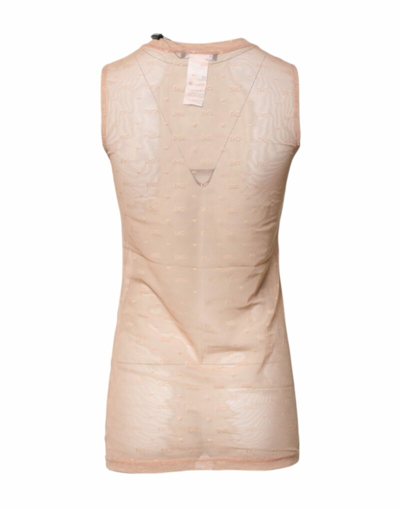 Dolce & Gabbana Beige Nylon Logo Monogram Sleeveless Tank Top - Image 4