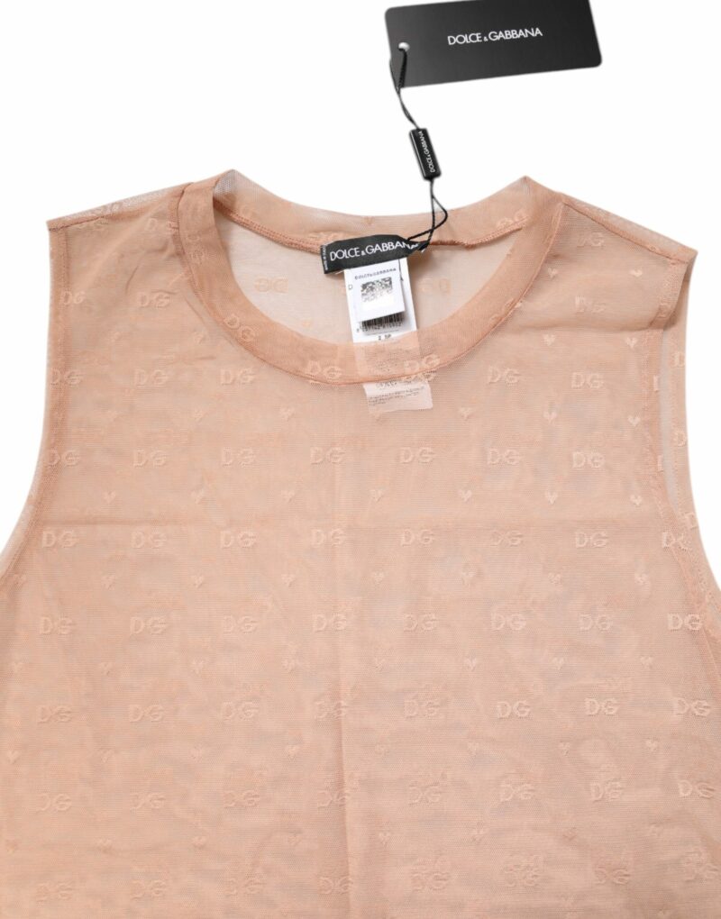 Dolce & Gabbana Beige Nylon Logo Monogram Sleeveless Tank Top - Image 5