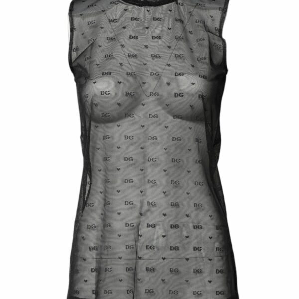 Dolce & Gabbana Black Nylon Logo Monogram Sleeveless Tank Top