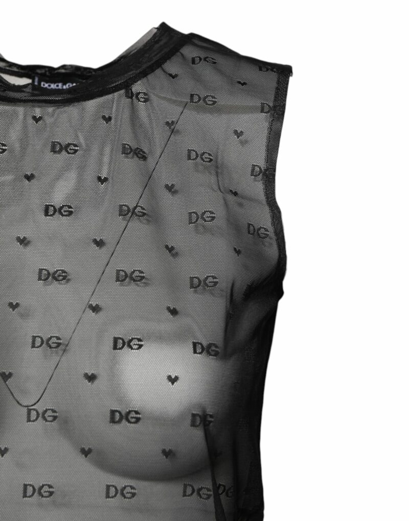 Dolce & Gabbana Black Nylon Logo Monogram Sleeveless Tank Top - Image 3
