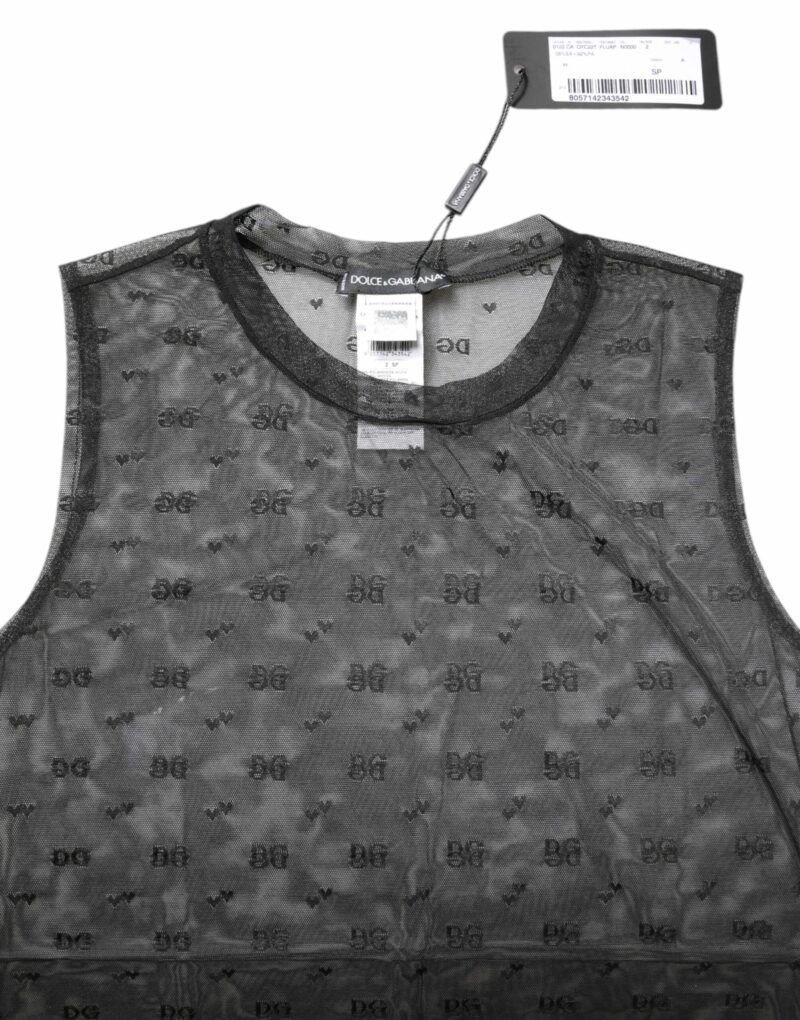 Dolce & Gabbana Black Nylon Logo Monogram Sleeveless Tank Top - Image 5