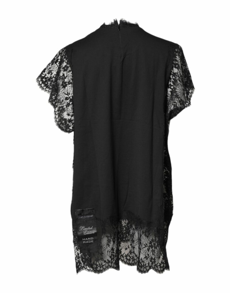 Dolce & Gabbana Black Lace Sheer Sacred Heart Crew Neck Top - Image 4