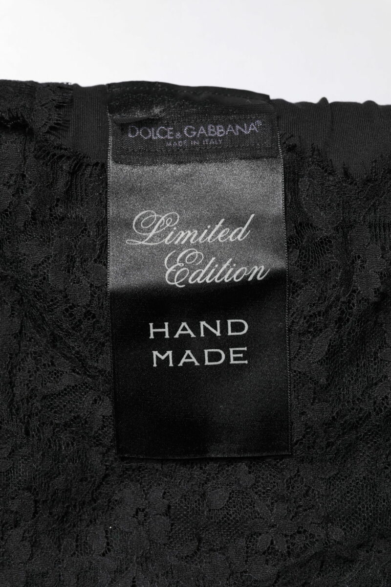 Dolce & Gabbana Black Lace Sheer Sacred Heart Crew Neck Top - Image 6