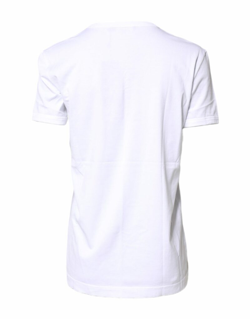 Dolce & Gabbana White Printed Round Neck Cotton Top T-shirt - Image 4