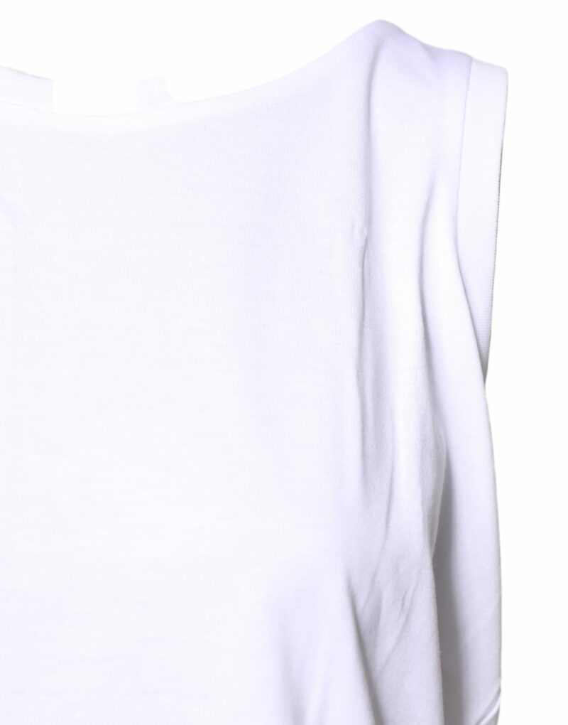 Dolce & Gabbana White Cotton Sleeveless Crew Neck T-shirt - Image 3