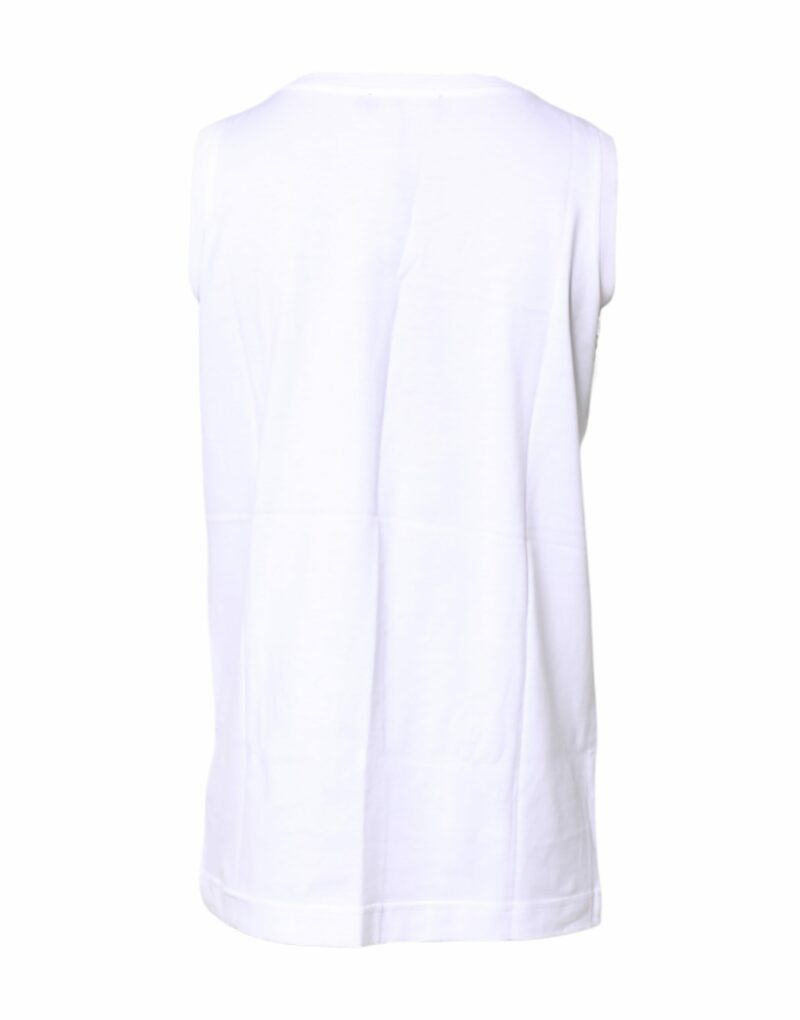 Dolce & Gabbana White Cotton Sleeveless Crew Neck T-shirt - Image 4