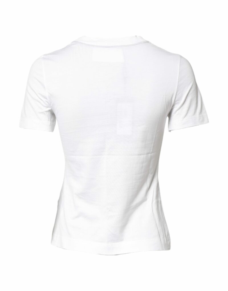 Dolce & Gabbana White Cotton Graphic Print Crew Neck T-shirt - Image 4