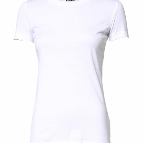 Dolce & Gabbana White Cotton Crew Neck Short Sleeves T-shirt