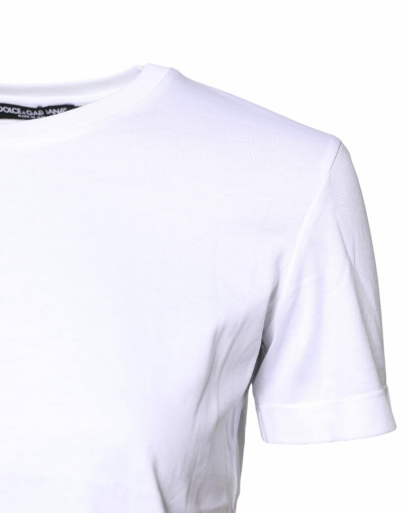 Dolce & Gabbana White Cotton Crew Neck Short Sleeves T-shirt - Image 3