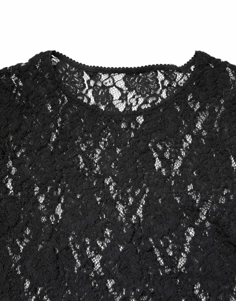 Dolce & Gabbana Black Floral Lace Long Sleeves Pullover Top - Image 5