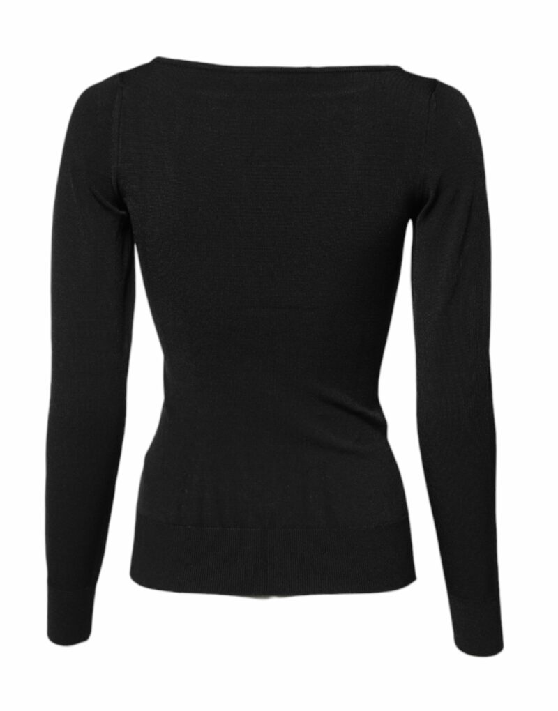Dolce & Gabbana Black Viscose Long Sleeves Pullover Top - Image 4