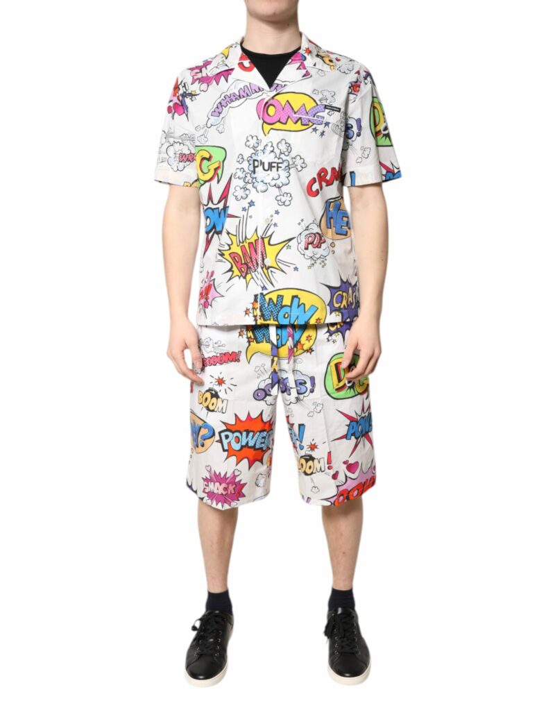 Dolce & Gabbana White Cartoon Print Cotton Men Pajama Set Sleepwear - Image 2