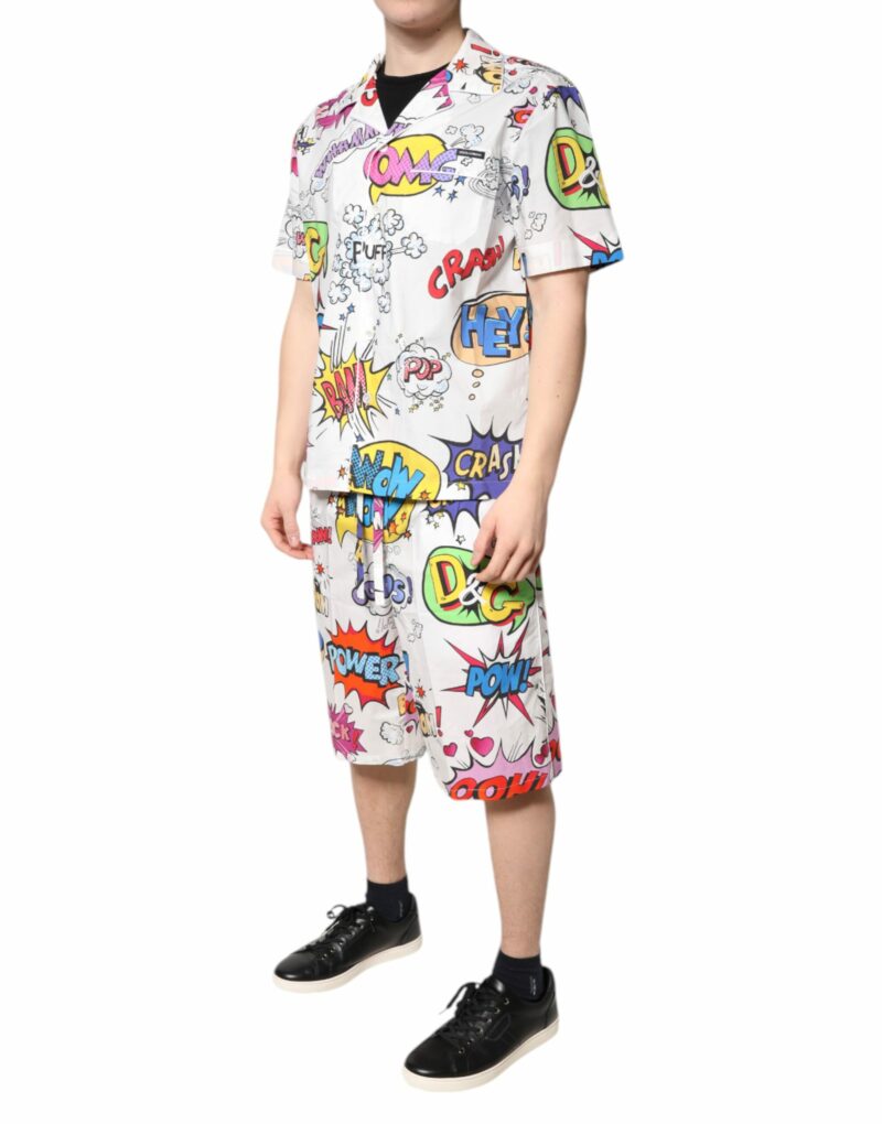 Dolce & Gabbana White Cartoon Print Cotton Men Pajama Set Sleepwear - Image 3