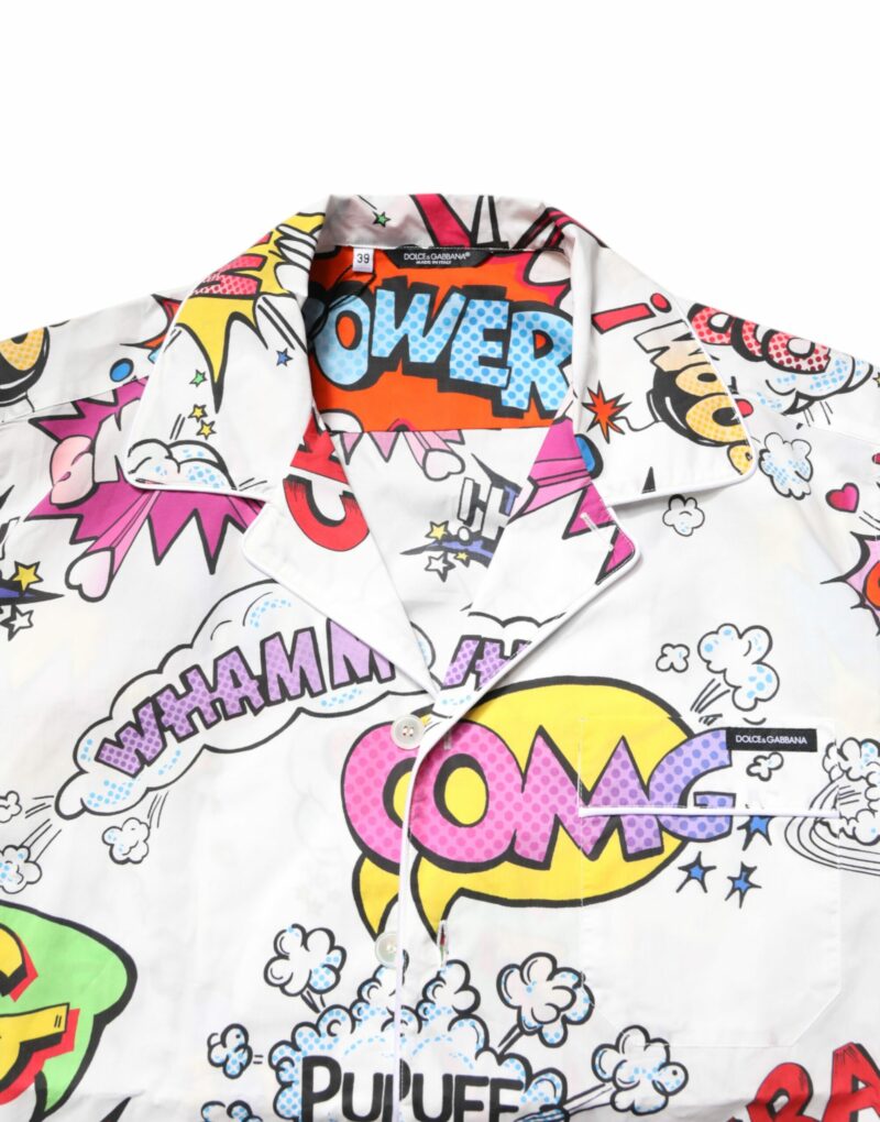 Dolce & Gabbana White Cartoon Print Cotton Men Pajama Set Sleepwear - Image 5