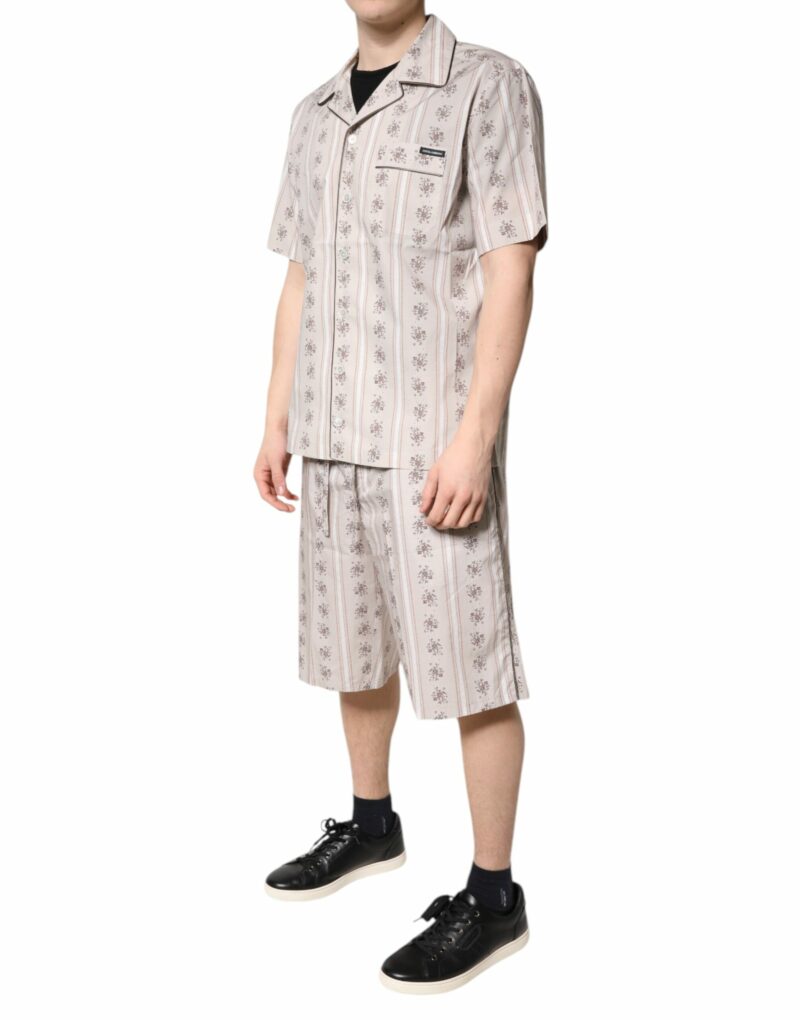 Dolce & Gabbana Beige Floral Print Cotton Men Pajama Set Sleepwear - Image 3