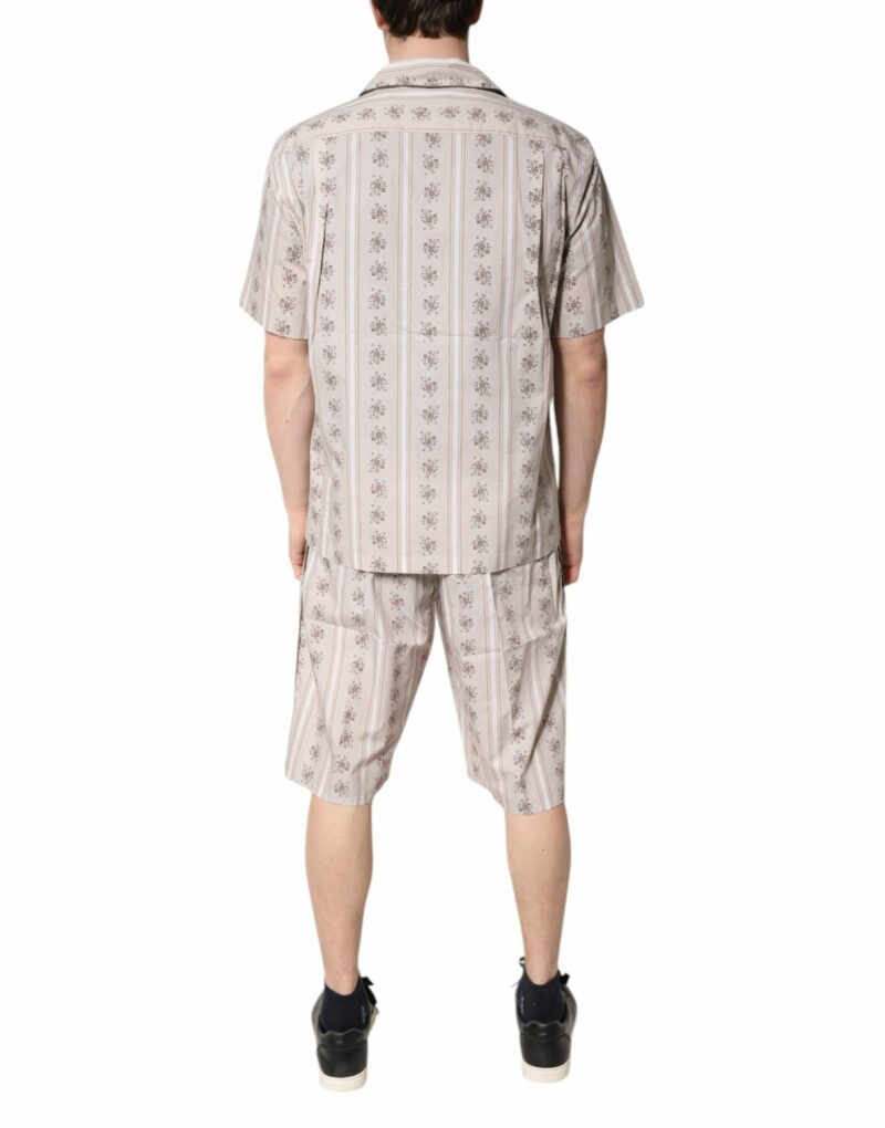 Dolce & Gabbana Beige Floral Print Cotton Men Pajama Set Sleepwear - Image 4