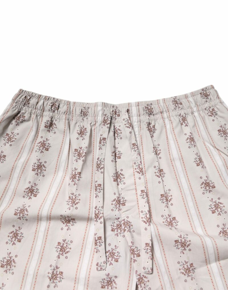 Dolce & Gabbana Beige Floral Print Cotton Men Pajama Set Sleepwear - Image 7