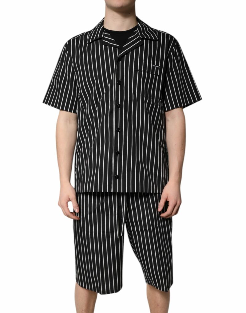 Dolce & Gabbana Black White Stripes Cotton Men Pajama Set Sleepwear - Image 2
