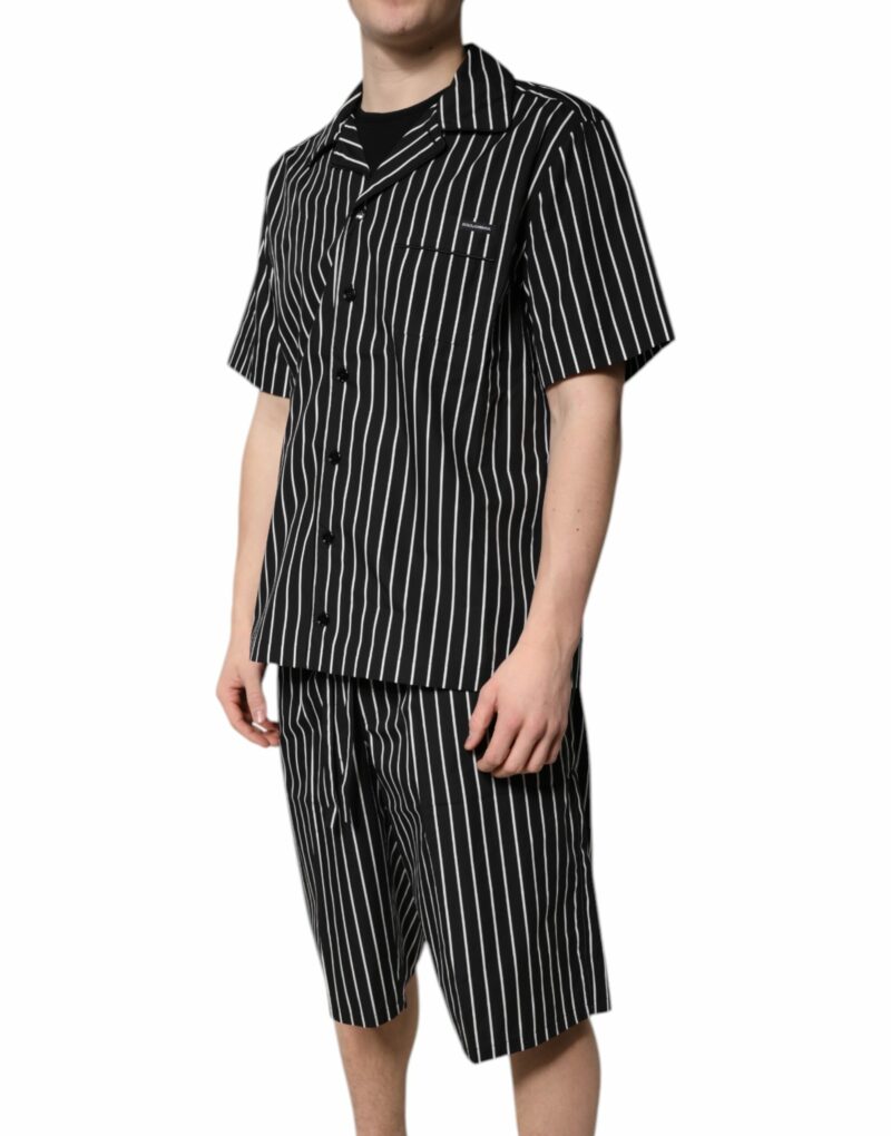Dolce & Gabbana Black White Stripes Cotton Men Pajama Set Sleepwear - Image 3