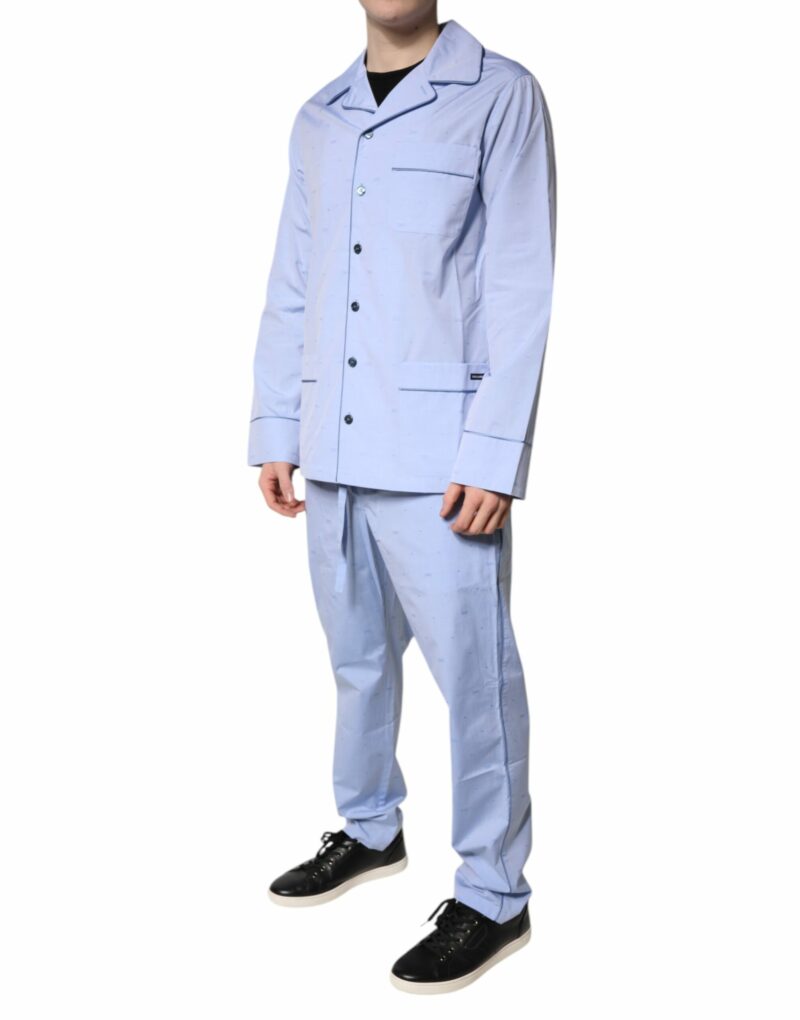 Dolce & Gabbana Light Blue DG Logo Cotton Men Pajama Set Sleepwear - Image 3